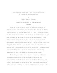 The Tyler Rationale and the Ralph Tyler Project